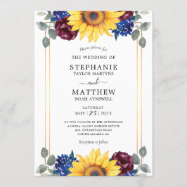 Sonnenblumen Burgundy Navy Blumengold Hochzeit Einladung