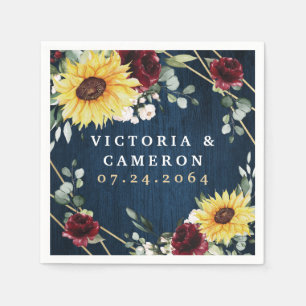Sonnenblumen Burgundy Rose Geometrische Hochzeit d Serviette