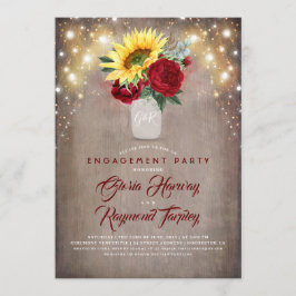 Sonnenblumen Burgundy Rustic Fall Engagement Party Einladung