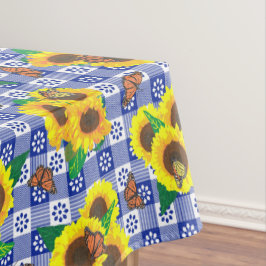 Sonnenblumen Butterflies Blue Gingham Tischdecke