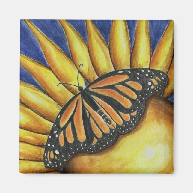 Sonnenblumen Butterfly Art Magnet (Vorne)