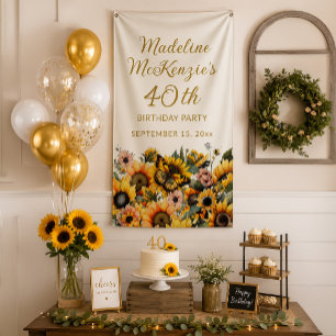 Sonnenblumen Butterfly Frauen 40. Geburtstag Banner