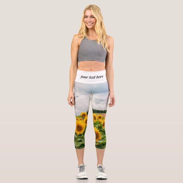 Sonnenblumen Capri Leggings (Vorderseite)