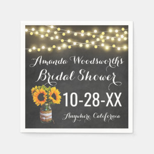 Sonnenblumen Chalkboard Land Rustikales Brautparty Serviette