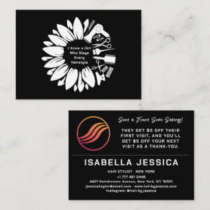 Sonnenblumen Chic Blush & Black Botanical Elegant Visitenkarte