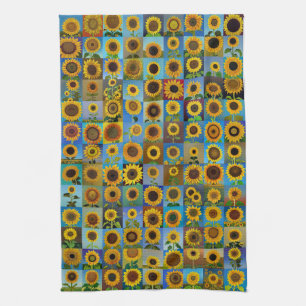 Sonnenblumen-Collage Geschirrtuch