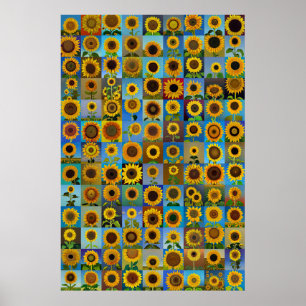 Sonnenblumen-Collage Poster