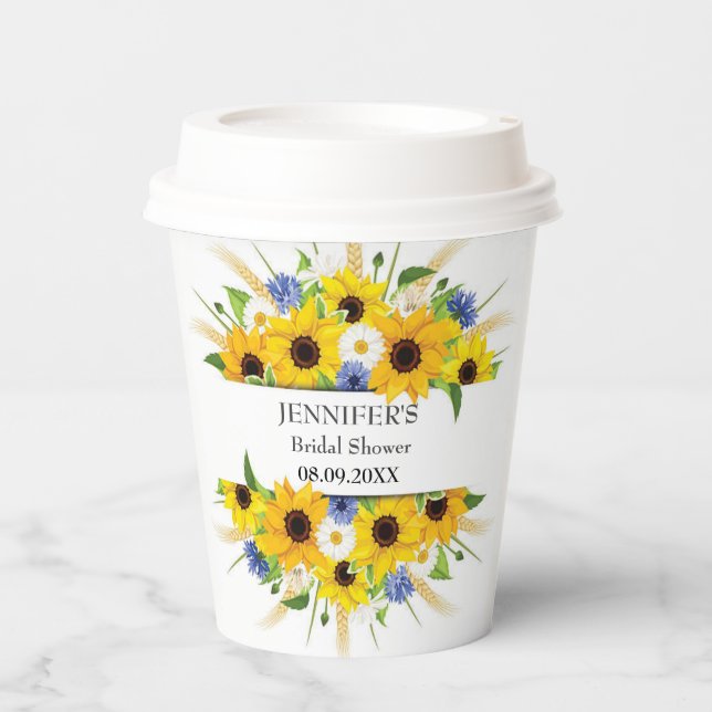 Sonnenblumen Cornflower Brautparty Pappbecher (Vorderseite)