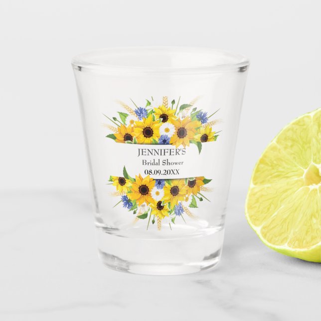 Sonnenblumen Cornflower Brautparty Schnapsglas (Vorderseite)