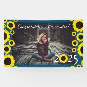 Sonnenblumen Country Graduation Party Blau Banner