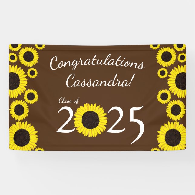 Sonnenblumen Country Graduation Party Braun Banner (Horizontal)