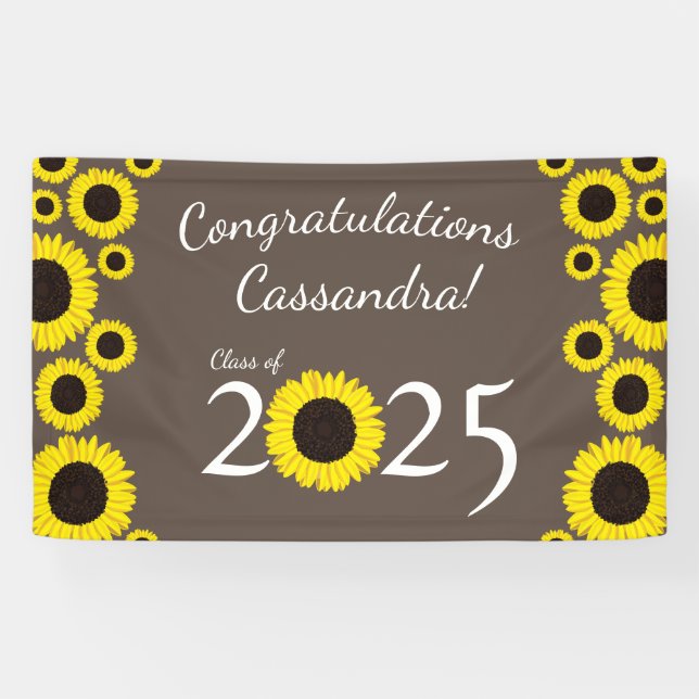 Sonnenblumen Country Graduation Party Braun Banner (Horizontal)