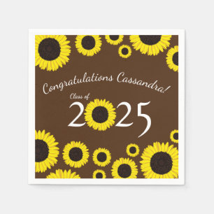 Sonnenblumen Country Graduation Party Brown Napkin Serviette