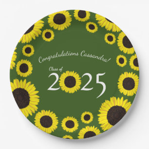 Sonnenblumen Country Graduation Party Green Pappteller