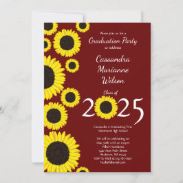 Sonnenblumen Country Graduation Party Maroon Einladung