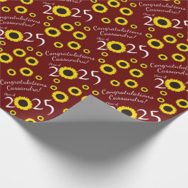 Sonnenblumen Country Graduation Party Maroon Geschenkpapier