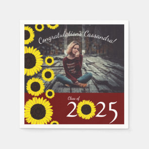 Sonnenblumen Country Graduation Party Maroon Serviette
