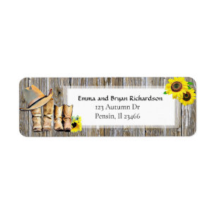 Sonnenblumen-Country- und Western-Rücksendeetikett