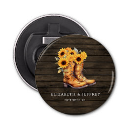 Sonnenblumen Cowboy Boots Barn Wood Western Hochze Flaschenöffner