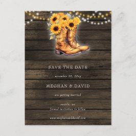 Sonnenblumen Cowboy Boots Barnholz Save the Date Postkarte