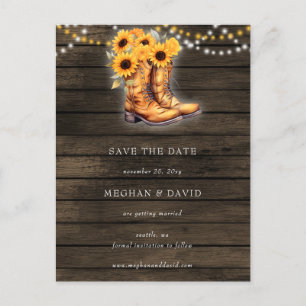 Sonnenblumen Cowboy Boots Barnholz Save the Date Postkarte