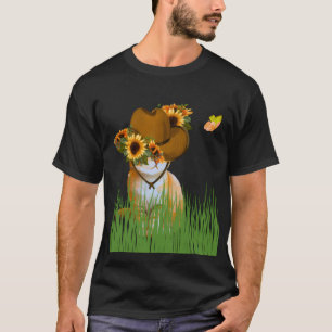 Sonnenblumen-Cowboy-Katze auf der Wiese T-ShirtT-S T-Shirt