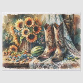 Sonnenblumen, Cowboystiefel und Spitzen-Papiere Seidenpapier
