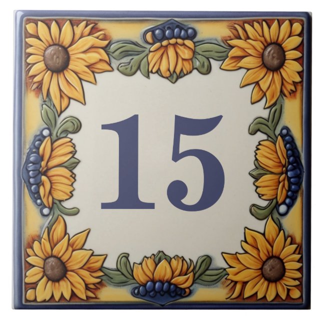 Sonnenblumen Custom House Number Plate Schild Plaq Fliese (Vorderseite)
