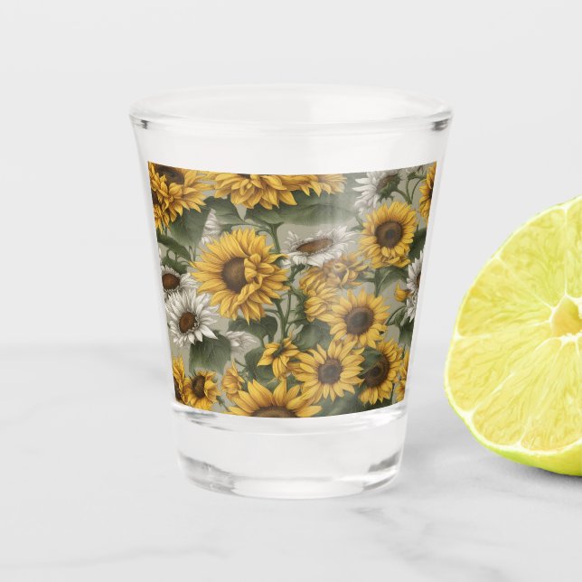 Sonnenblumen Daises #2 - Schnapsglas (Vorderseite)