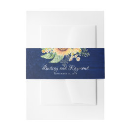 Sonnenblumen Daisies Gipskraut Navy Blue Rustic Einladungsbanderole