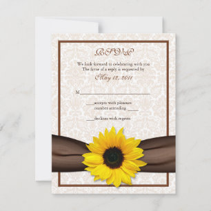 Sonnenblumen-Damask-Blumen-Hochzeit-Antwortkarte RSVP Karte