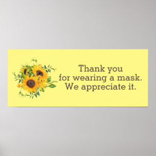 Sonnenblumen Danke für das Maskengeschäft Poster
