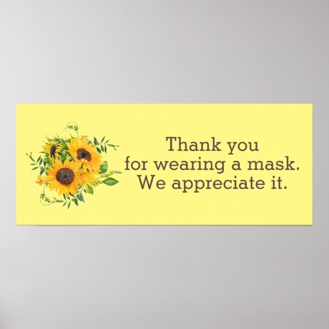 Sonnenblumen Danke für das Maskengeschäft Poster (Vorne)