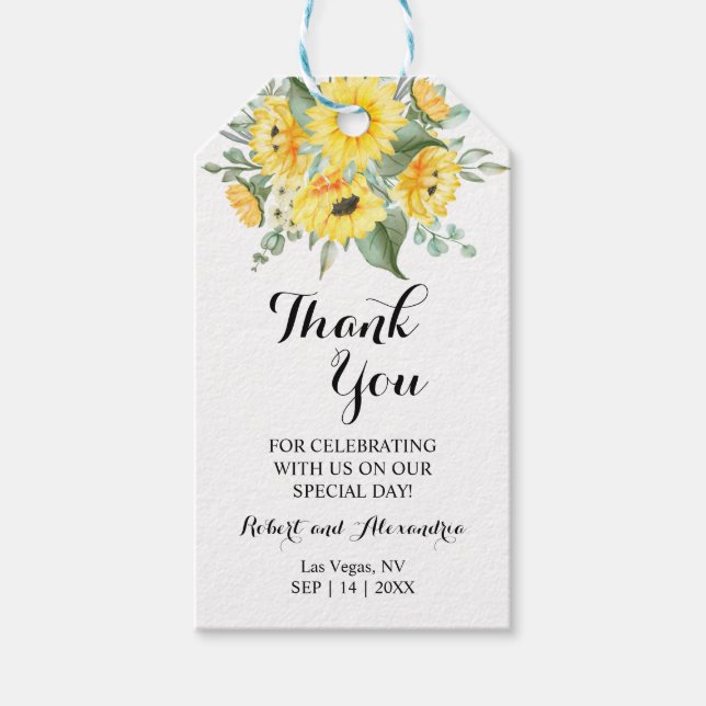 Sonnenblumen Danke für die kommende Gastgeschenk H Geschenkanhänger (Vorderseite)