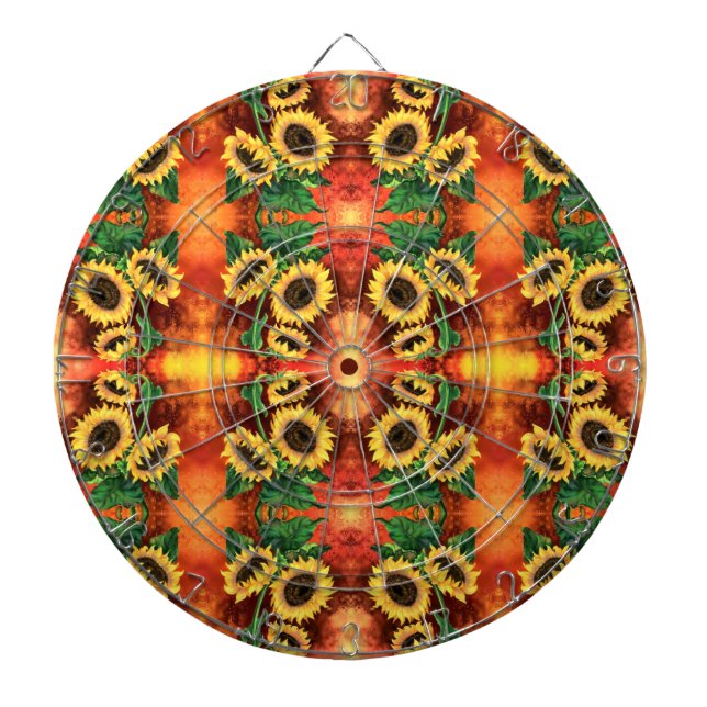 Sonnenblumen Dart Board - Malerei Dartscheibe (vorne)