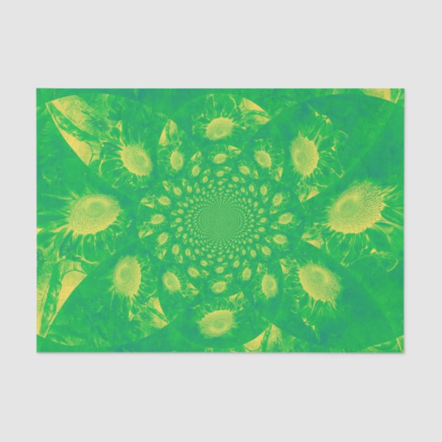 Sonnenblumen Decoupage Green Yellow Abstrakt Art Seidenpapier (Vorderseite)