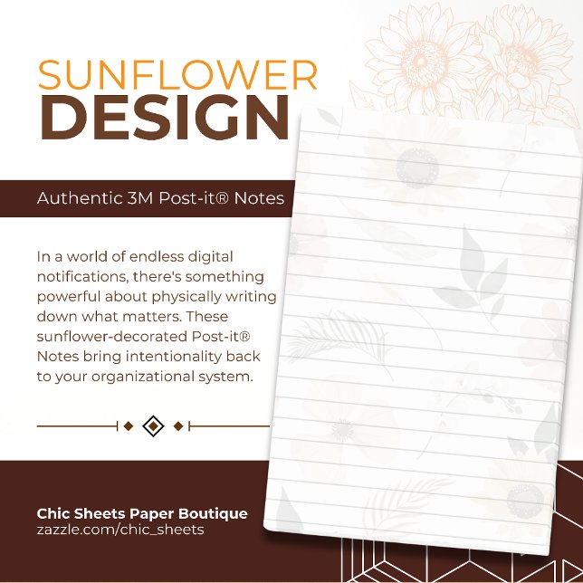 Sonnenblumen-Dekorierte 3M Post-it® Notizen (Von Creator hochgeladen)