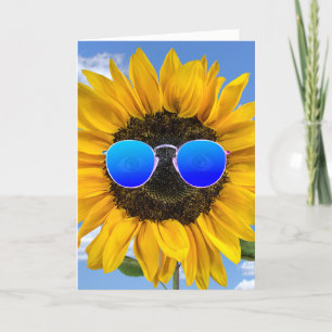 Sonnenblumen der Freundin mit Sonnenbrille Karte