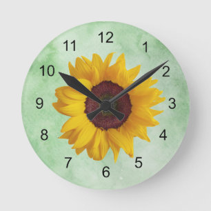 Sonnenblumen-Design-Rundlaufzeit Runde Wanduhr