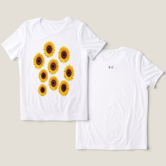Sonnenblumen-Design Tri-Blend Shirt (Design Vorderseite & Rückseite)
