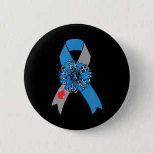 Sonnenblumen Diabetes Awareness Blue Ribbon Suppor Button
