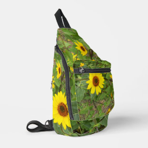 Sonnenblumen, die im Wind wehen,  Crossbody Bag