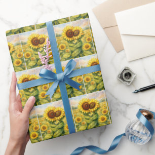 Sonnenblumen, die sich umarmen geschenkpapier