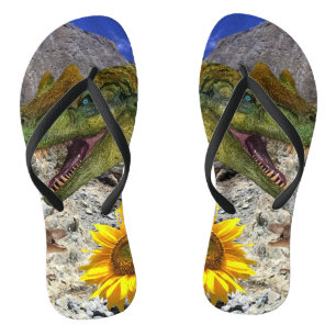 Sonnenblumen-Dinosaurier-Blumen-Flip-Flops Flip Flops
