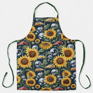 Sonnenblumen Diskotheken und Vintage Käfer Bug Car Schürze