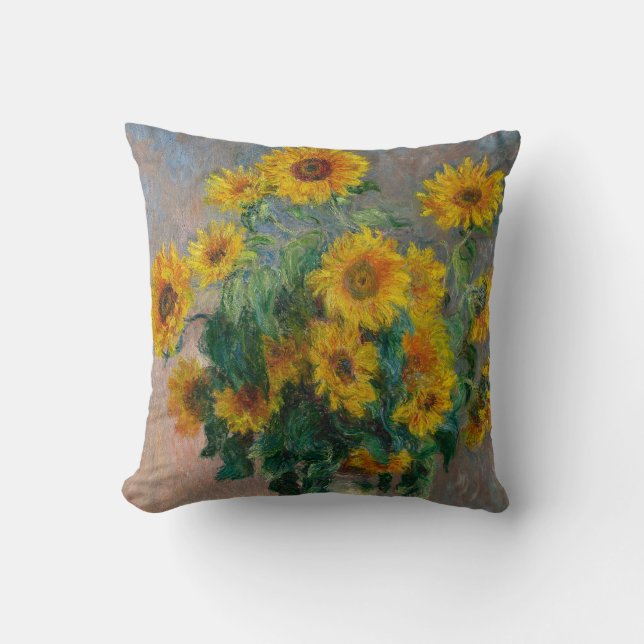 Sonnenblumen durch Claude Monet Kissen (Vorderseite)