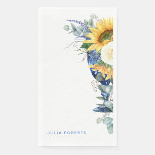 Sonnenblumen-Dusche im mediterranen Blumenstil Serviette