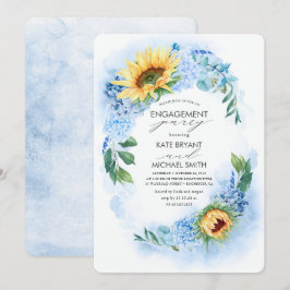 Sonnenblumen Dusty Blue Floral Engagement Party Einladung