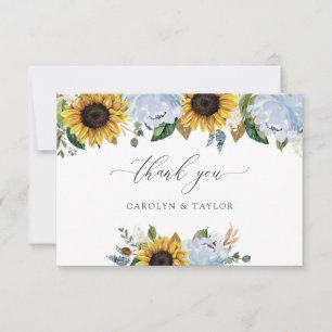 Sonnenblumen Dusty Blue Wedding Danke Karte