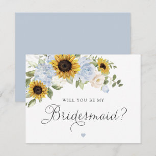 Sonnenblumen Dusty Blue Wirst du Brautjungfer Kart Einladung